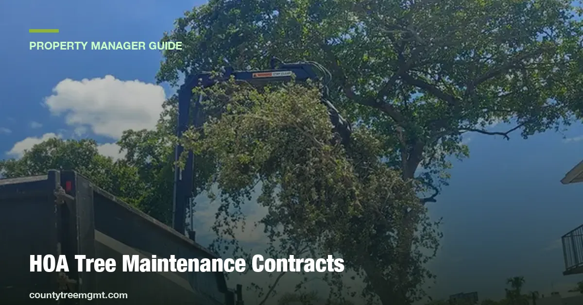 HOA property manager reviewing a recurring tree maintenance contract